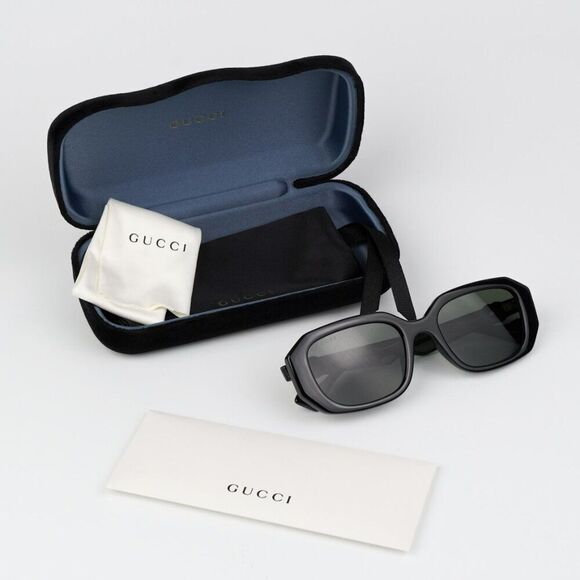 NEW Gucci GG1535S 001 Black Grey Women Geometric Sunglasses GG 1535S